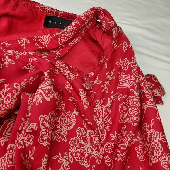 Hatch Rosalie Bandana Red Floral Maternity Midi Dress Size 2 Cross Straps - Picture 12 of 16